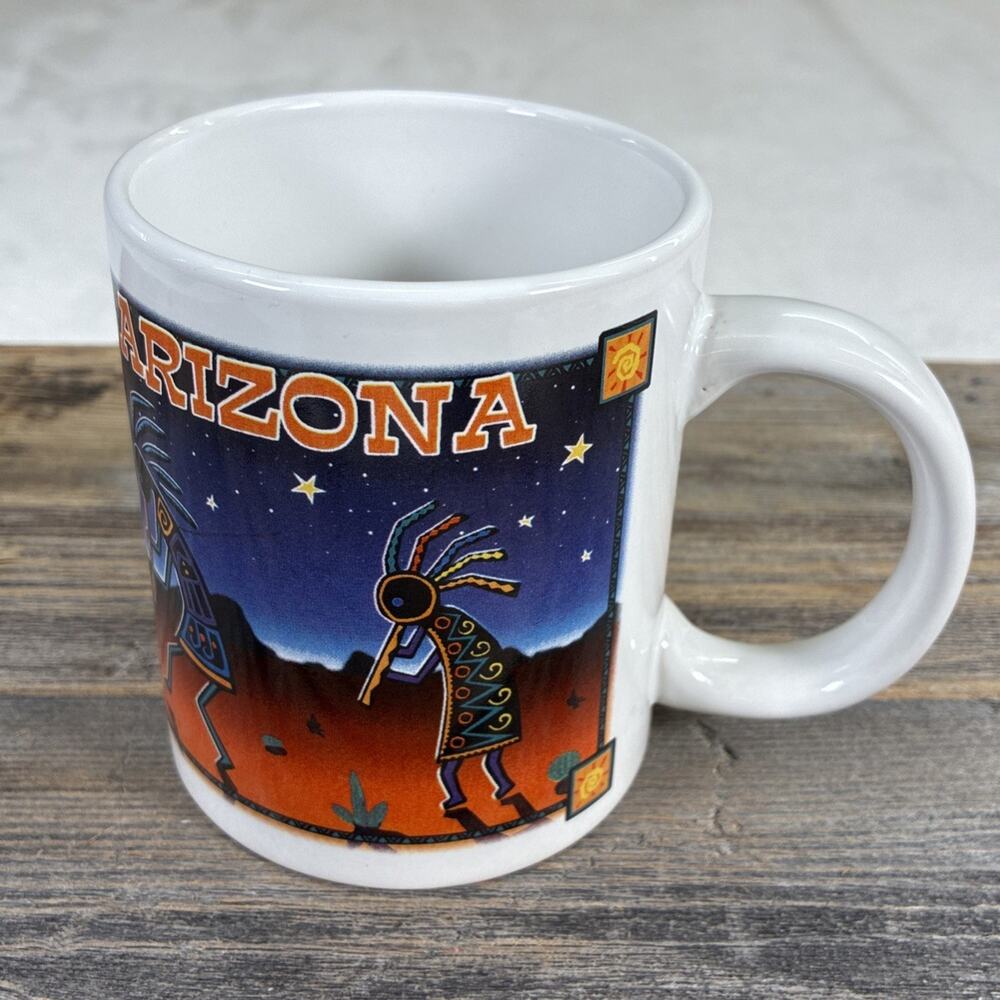 Arizona Kokopelli Souvenir Mug Vintage Navajo 1990’s Southwestern EUC Geometric